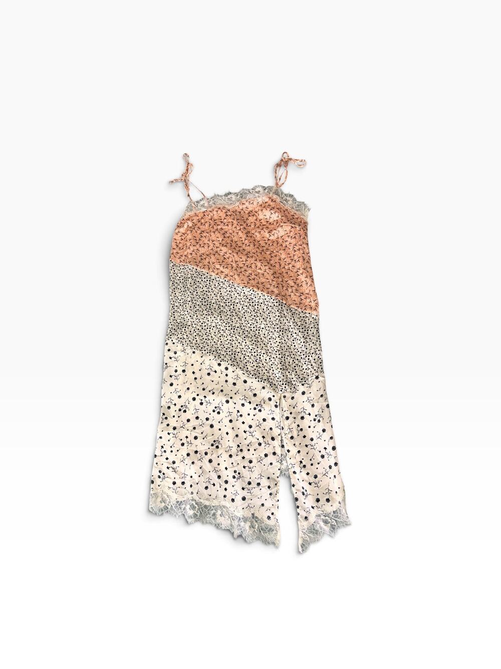 Future Collective Mixed Floral Lace-Trim Slip Dress
